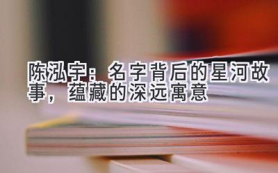 陈泓宇:名字背后的星河故事,蕴藏的深远寓意