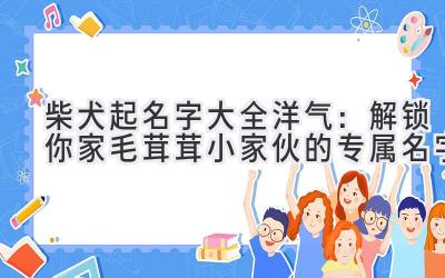 柴犬起名字大全洋气:解锁你家毛茸茸小家伙的专属名字