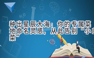 种出星辰大海:你的专属菜地命名灵感,从此告别“小白菜”