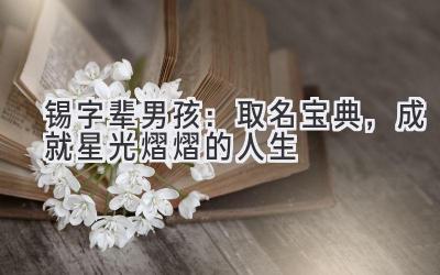  锡字辈男孩：取名宝典，成就星光熠熠的人生 