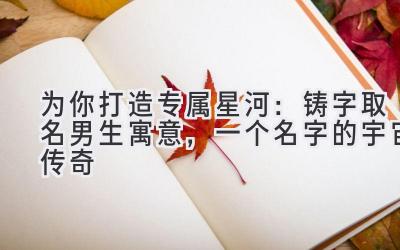 为你打造专属星河:铸字取名男生寓意,一个名字的宇宙传奇